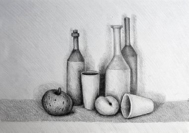 Şişelerin el çizimi resmi