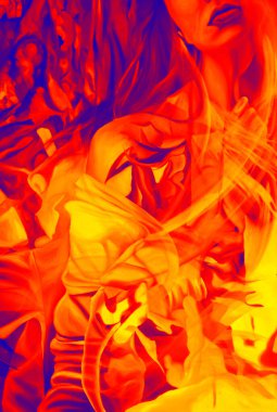 Güzel bir kızın suluboya resmini çiziyorum.