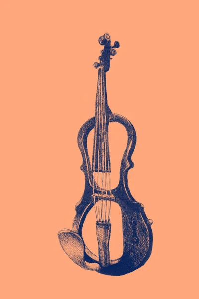 손으로 바이올린 수채화 — 스톡 사진