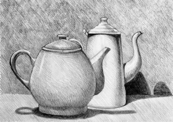 Hand Drawn Picture Teapots — Stock Photo, Image