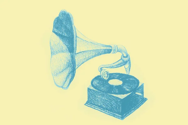 Hand Drawn Watercolor Picture Gramophone — Stock Photo, Image