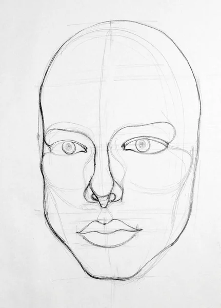 Ручна Намальована Картина Голова Ескізу — стокове фото