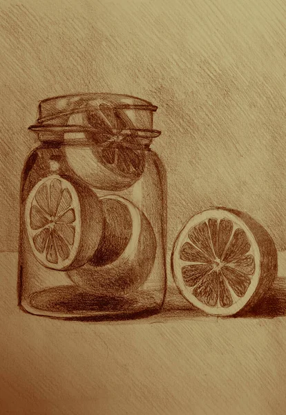 Nature Morte Avec Pot Oranges — Photo