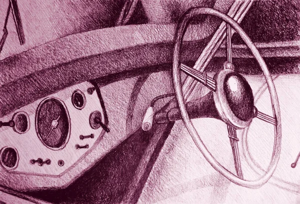 Ручна Намальована Акварельна Картина Старовинного Автомобіля — стокове фото