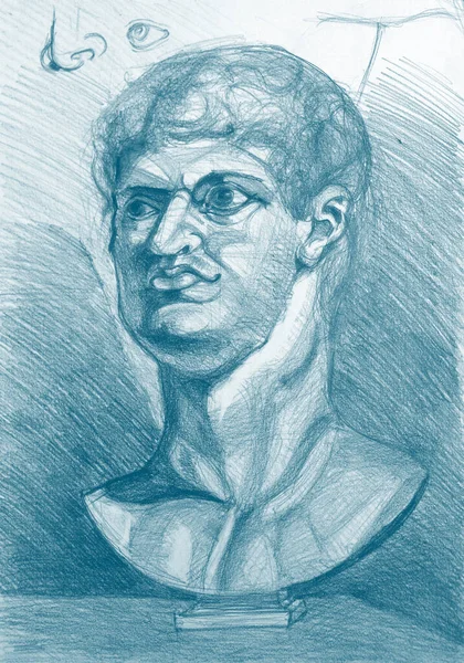 Romalı asker heykelinin suluboya resmi.