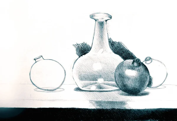 Hand Drawn Watercolor Picture Still Life — Stock Photo, Image