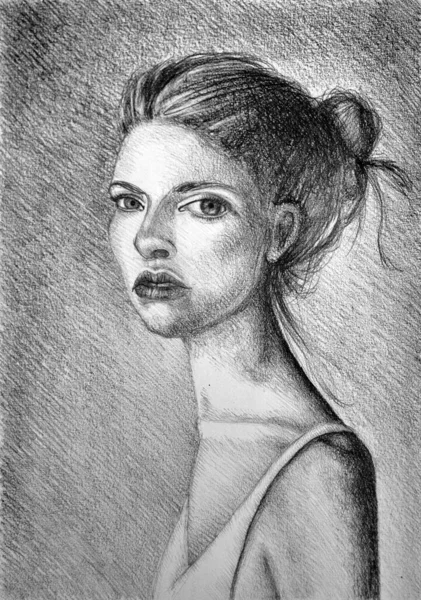 Hand Drawn Picture Sad Girl — Stock Photo, Image