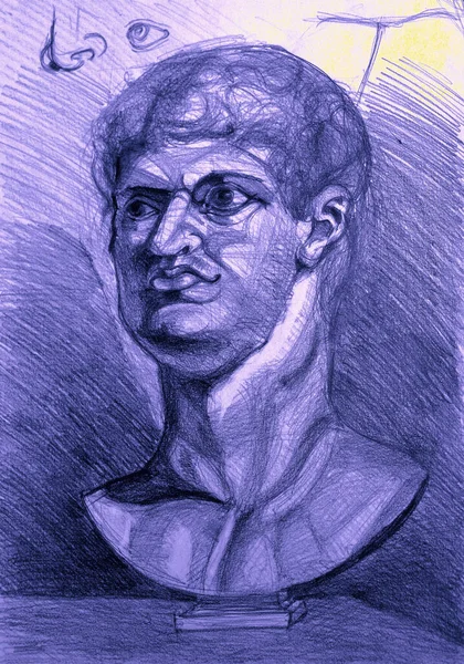 Romalı asker heykelinin suluboya resmi.