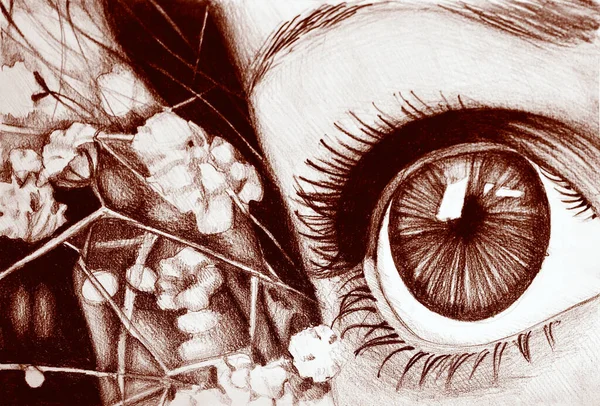 Ручной Рисунок Акварели Глаза Девушки — стоковое фото