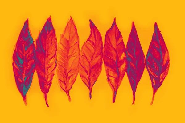 Desenho Mão Aquarela Quadro Parte Folhas Outono — Fotografia de Stock