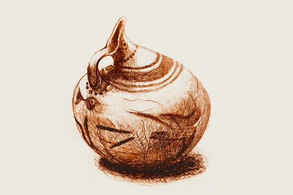 Image Aquarelle Dessin Main Pot Grec Antique — Photo
