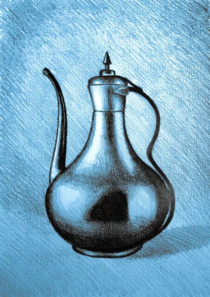 Met Hand Getekend Aquarel Beeld Van Arabische Lamp — Stockfoto