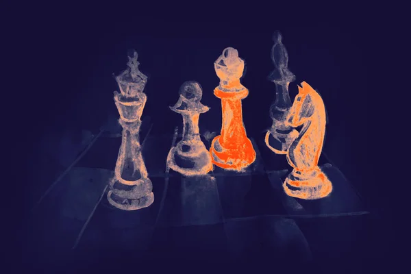 Hand Drawing Watercolor Picture Part Chess Figures — Stock Photo, Image