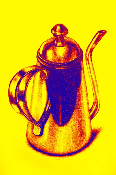 Hand Drawn Watercolor Picture Teapot — Stock Photo, Image
