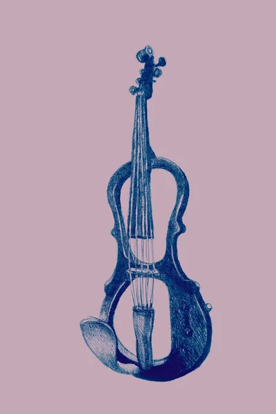 Quadro Acquerello Disegnato Mano Violino Elettrico — Foto Stock