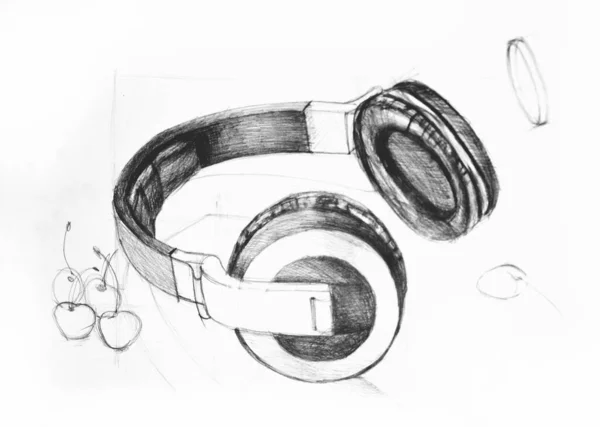ヘッドフォンの手描き写真 — ストック写真