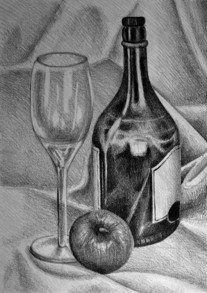 Ręcznie Rysowany Obraz Wina — Zdjęcie stockowe