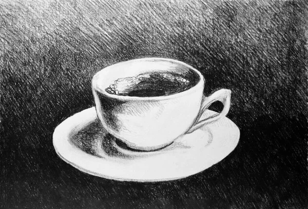 Desenho Mão Aquarela Imagem Xícara Com Café Chá — Fotografia de Stock