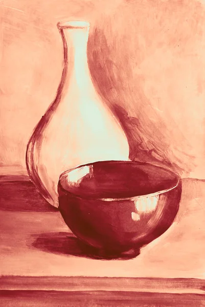 Håndtegnet Akvarellbilde Keramikk – stockfoto