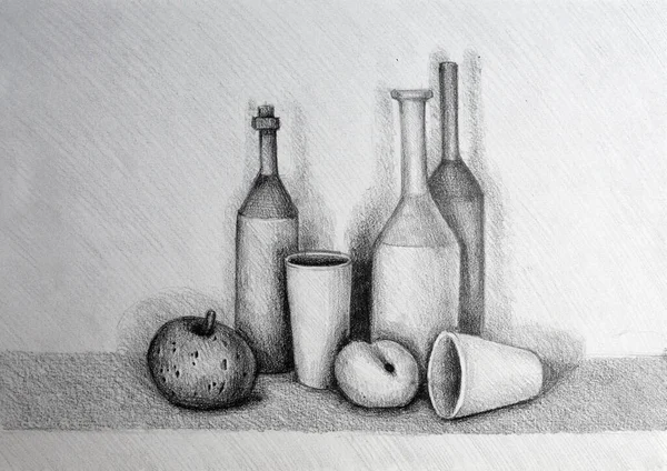 Şişelerin el çizimi resmi