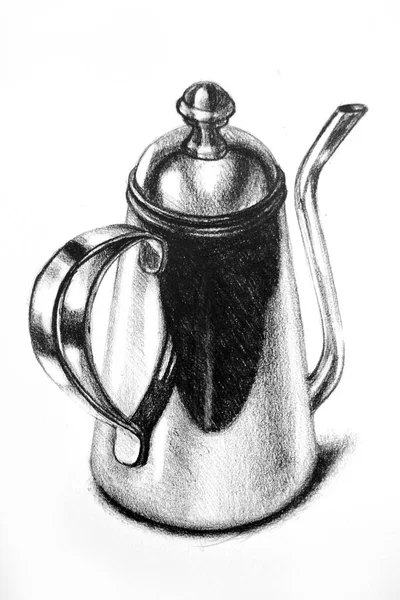 Ручной Рисунок Акварели Чайник — стоковое фото