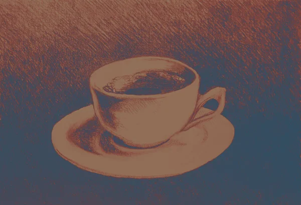 Disegno Mano Disegno Acquerello Tazza Con Caffè — Foto Stock