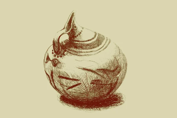 Ручной Рисунок Акварели Древнего Греческого Горшка — стоковое фото