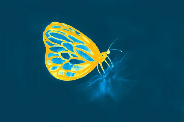 El çizimi kelebeğin suluboya resmi