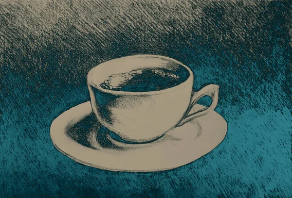 Desenho Mão Aquarela Imagem Xícara Com Café Chá — Fotografia de Stock