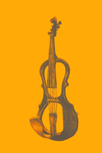 电动小提琴手绘水彩画 — 图库照片