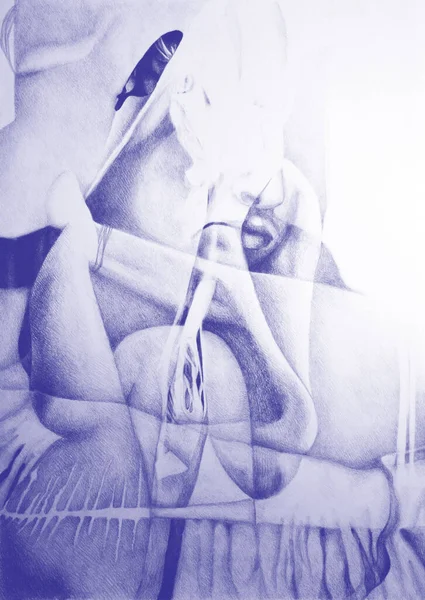 Desenho Mão Aquarela Imagem Abstrata Humano — Fotografia de Stock