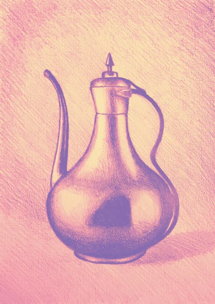 Ręcznie Rysowane Akwarela Obraz Arabskiej Lampy — Zdjęcie stockowe