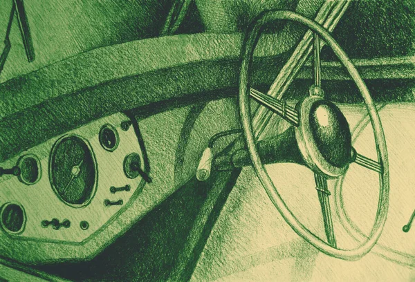 Ручной Рисунок Акварели Винтажного Автомобиля — стоковое фото
