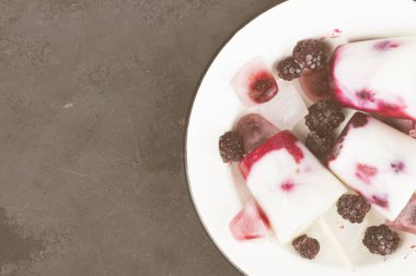 Yoğurt dondurma / Hindistan cevizi Süt blackberry ve raspber ile