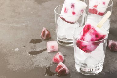 Yoğurt dondurma / Hindistan cevizi Süt blackberry ve raspber ile