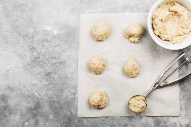 Kurabiye Pişirme. Görünümü en çok, uzay kopyalayın. Gıda arka plan