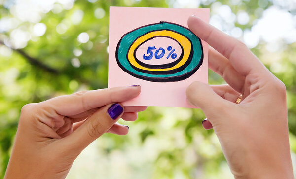 надпись на листе 50%
