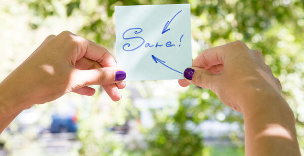 girl 's hand with leaf sale
