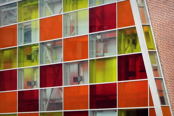 Huge Multicolored Glass Tiles Windows Once — 스톡 사진