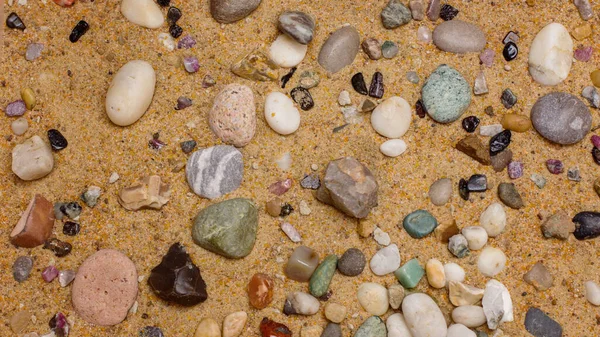 Textura Uma Praia Mista Arenosa Seixo — Fotografia de Stock