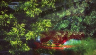 Yay yapraklı ve arabalı soyut