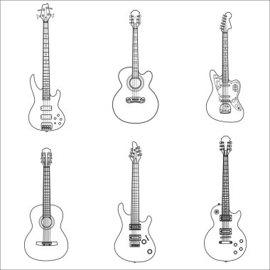  Kontur elektrik rock gitar ve akustik gitar