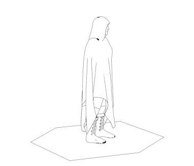 Beyaz arka planda savaşçının 3D çizimi