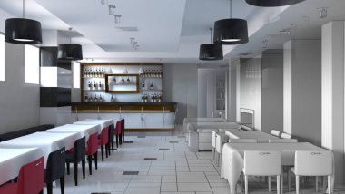 Kafe içi görselleştirme, 3D çizim çizimi 