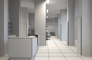 İç görüntülemeyi kaydet, 3D gri illüstrasyon 