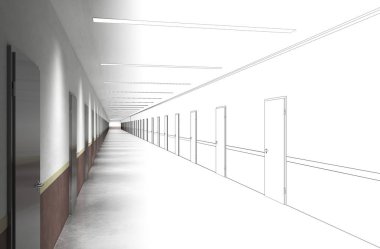 3d iç görüntü koridoru