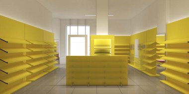 Renkli giysiler iç görüntü depolama, 3 boyutlu illüstrasyon 