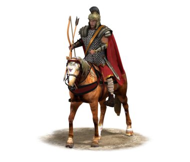 Beyaz arkaplanda 3D renk atlı savaşçı modeli