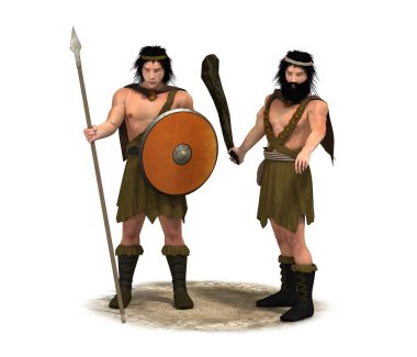 Beyaz arkaplandaki savaşçıların 3D çizimi