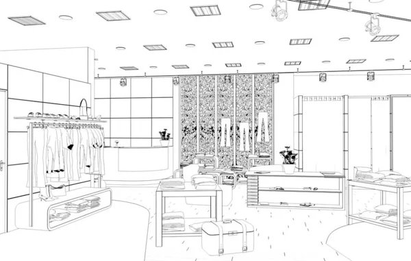 Store Interior Scheme Visualization Illustration — Stock Photo, Image